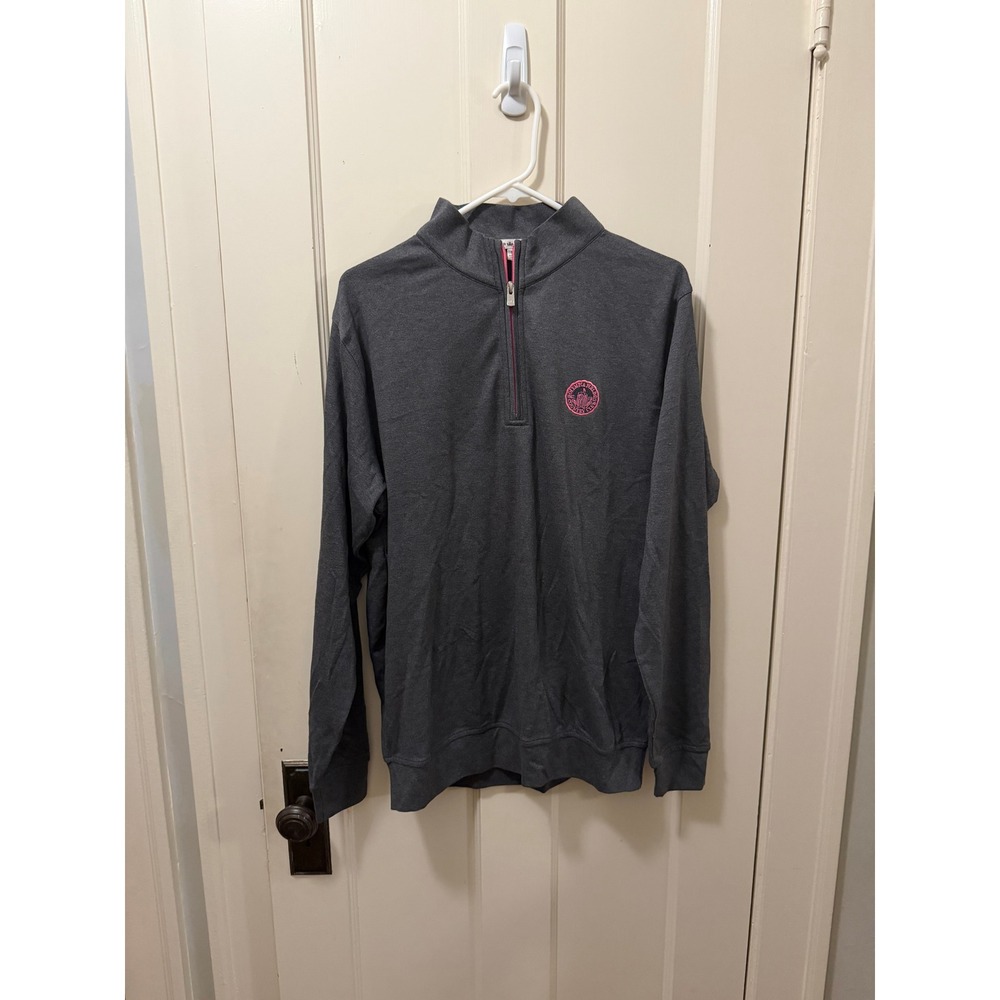 Peter Millar Mens Quarter Zip Pullover Gray Olympia Fields Country Club Medium